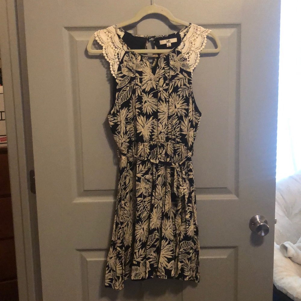 Navy and off-white summer dress